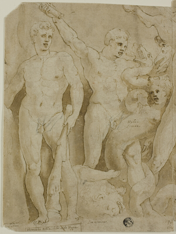 Ancient Sarcophagus Relief with the Labors of Hercules