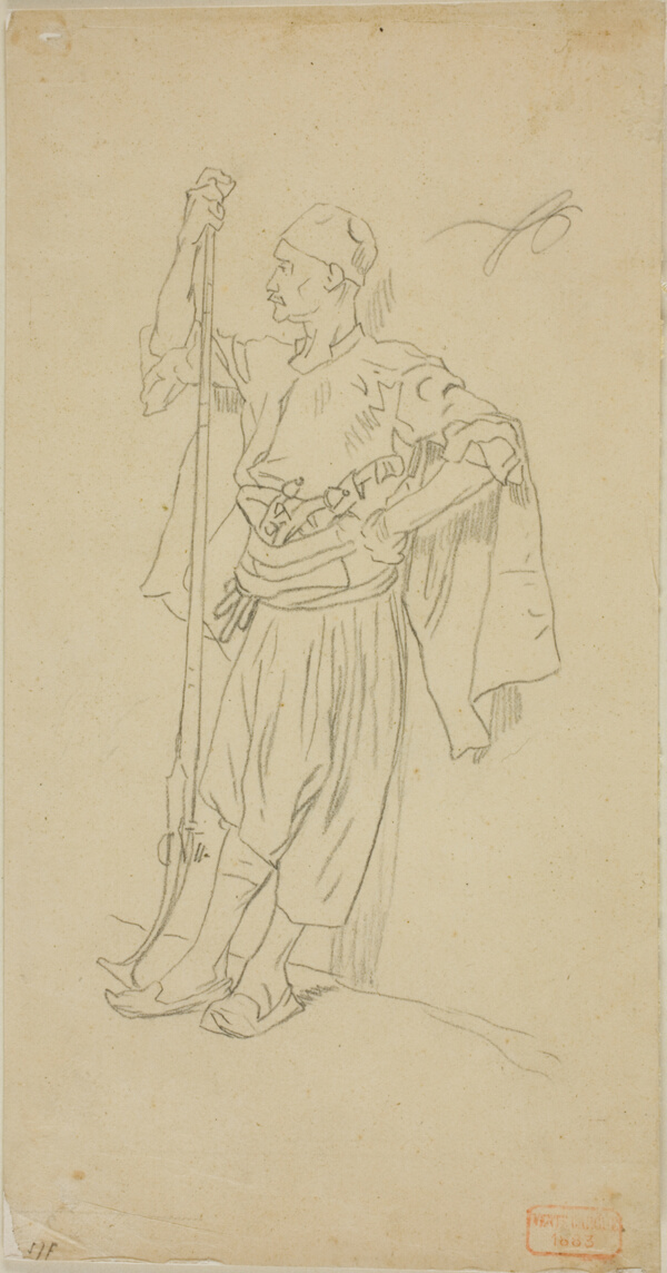 Armed Arab Leaning Against a Wall