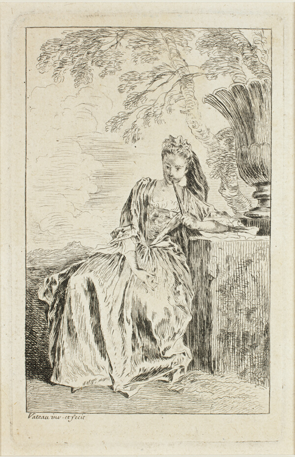 Seated Woman Leaning against a Plinth, from Figures de modes