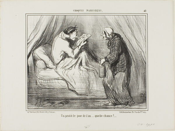 “A protest on New Year's Day! What luck! ...........,” plate 42 from Croquis Parisiens