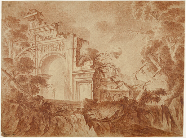 Figure Standing in Classical Ruins