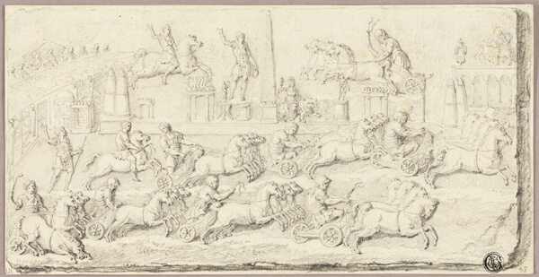 Roman Chariot Race (After Antique Bas Relief)