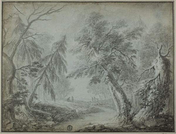 Forest with Stream and Figures