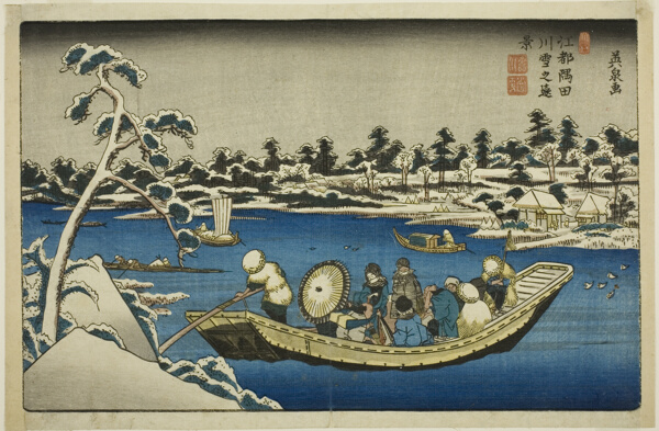 Distant View of Snow on the Sumida River in Edo