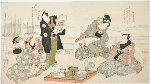 The actors Onoe Kikugoro III, Onoe Matsutake III, and Iwai Kumesaburo II
