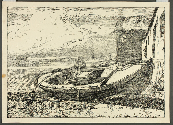 A Boy Sitting on a Banked Vessel