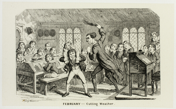 February - Cutting Weather from George Cruikshank's Steel Etchings to The Comic Almanacks: 1835-1853