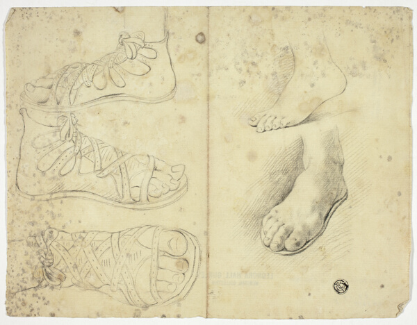 Two Bare Feet and Three Sandalled Feet