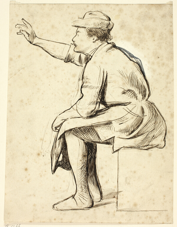 Seated Man with Raised Arm