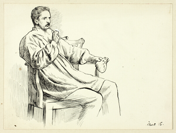 Seated Man Smoking Pipe