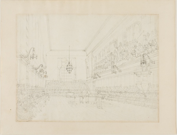 Study for The Hall, Blue Coat School, from Microcosm of London