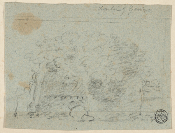 Sketch of Trees Near Bridge (recto); Sketch of Building (verso)