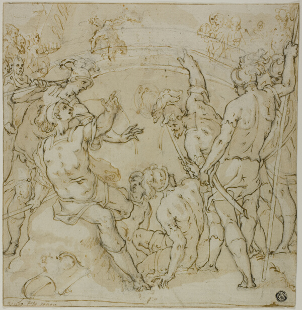 Study for the Duel between Heraclius and Khosrau (recto); Sketches of Seated Figure (verso)
