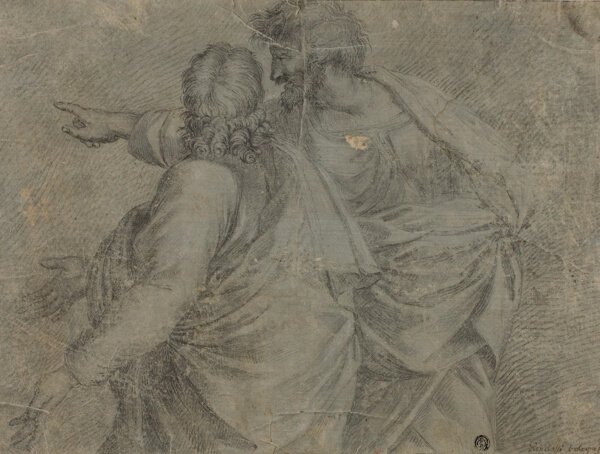 Two Men Conversing and Gesturing