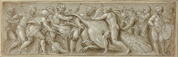 Putti with Peacocks and Musical Instruments