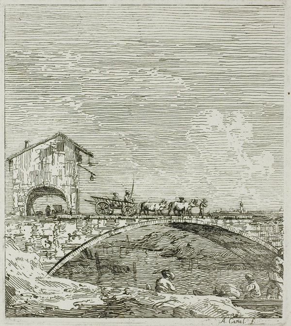 The Wagon Passing over a Bridge, from Vedute