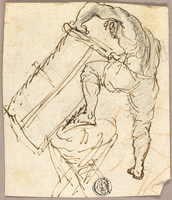 Man Sawing Wood
