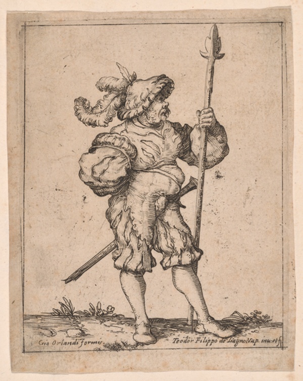 Soldier in Profile Holding a Pike, from Capricci e habiti militari