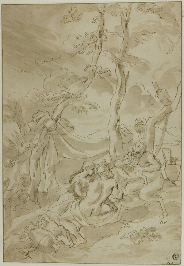 Bacchanale, with Satyr Playing Reeds