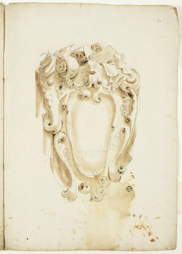 Design for Escutcheon, with Artist's Instruments