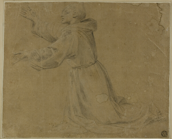 Kneeling Monastic Saint with Raised Arms