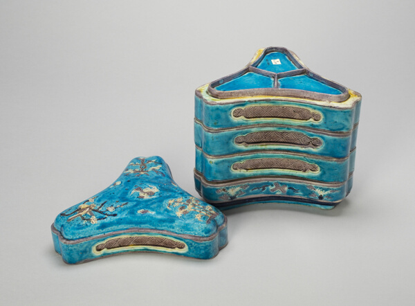 Triangular Five-Tiered Box with Bamboo, Plum Blossom, and Pine Trees