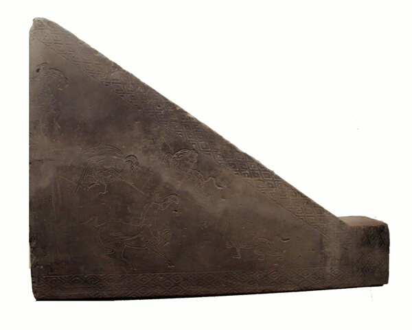 Triangular Brick with Horse, Phoenix, and Tigers