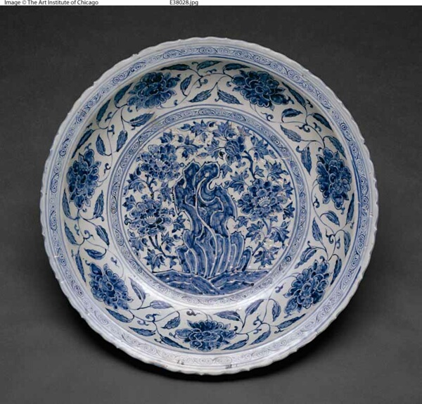 Large Foliate Dish with Garden Rock and Plants