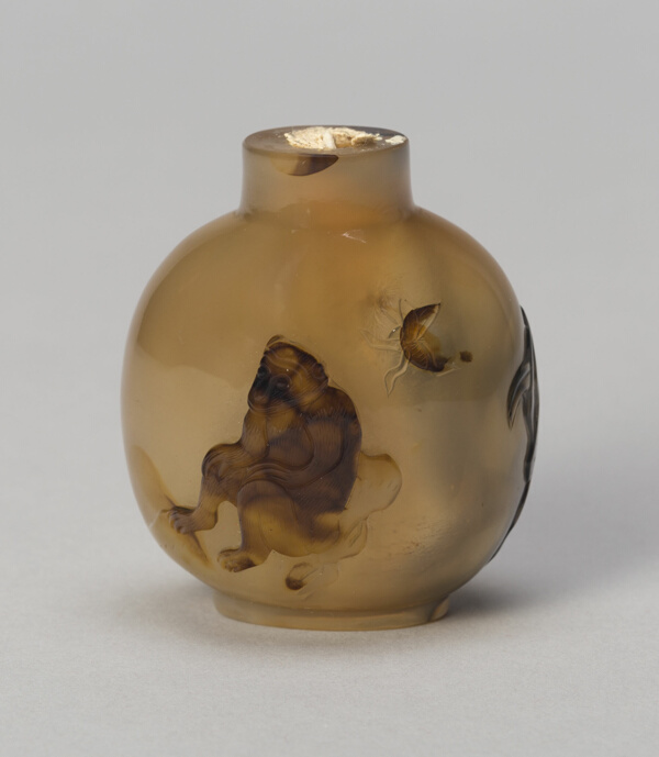 Snuff Bottle with Monkey on Rockwork