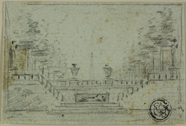 Staircase and Terrace in Formal Garden