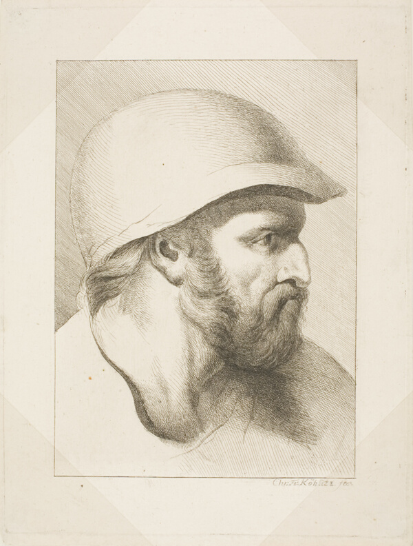 Bearded Male Head with Steel Helmet