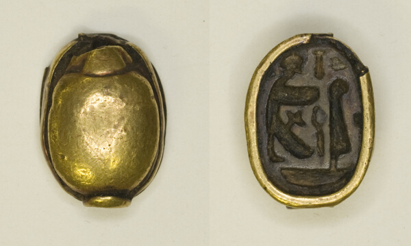 Scarab: Hieroglyphs and Figures (Re-Harakhti, nb- and ma'at signs)