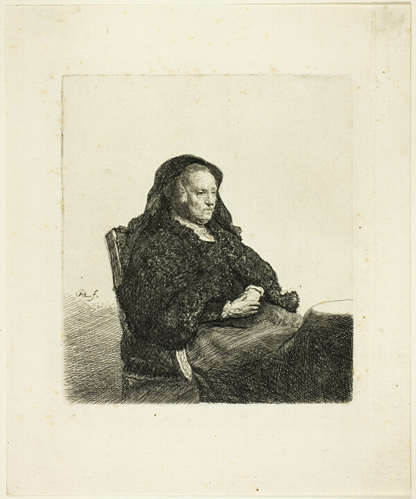 The Artist's Mother Seated at a Table, Looking Right: Three Quarter Length