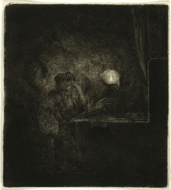 Student at a Table by Candlelight