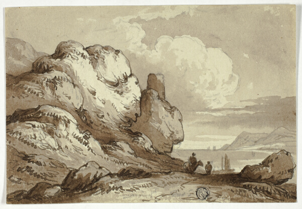 View of Lake with Cliffs in Foreground
