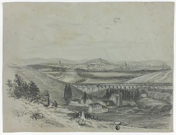 Panoramic View of a Railroad Bridge and City