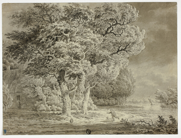 Approaching Storm; Wind Blown Trees; Boy and Dog Running Home