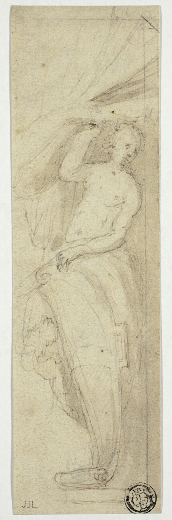 Female Figure Pulling Aside Curtain