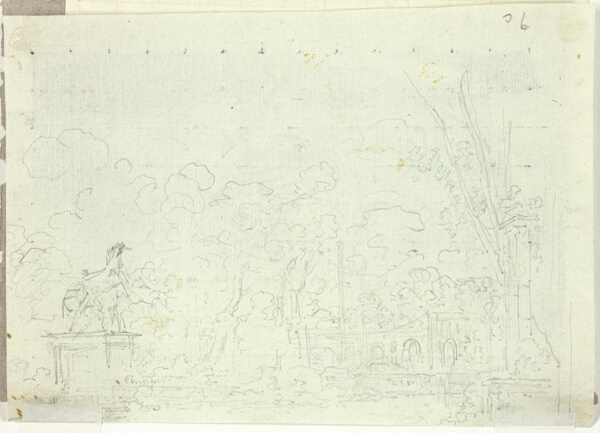 View of the Park at Versailles: Equestrian Statue Among Trees