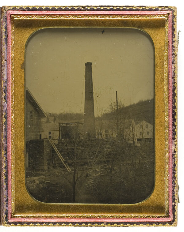 Factory Building with Chimney Construction