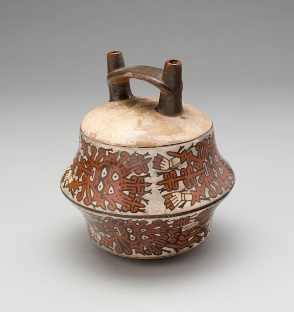 Double-Spouted Vessel Depicting Ritual Masks