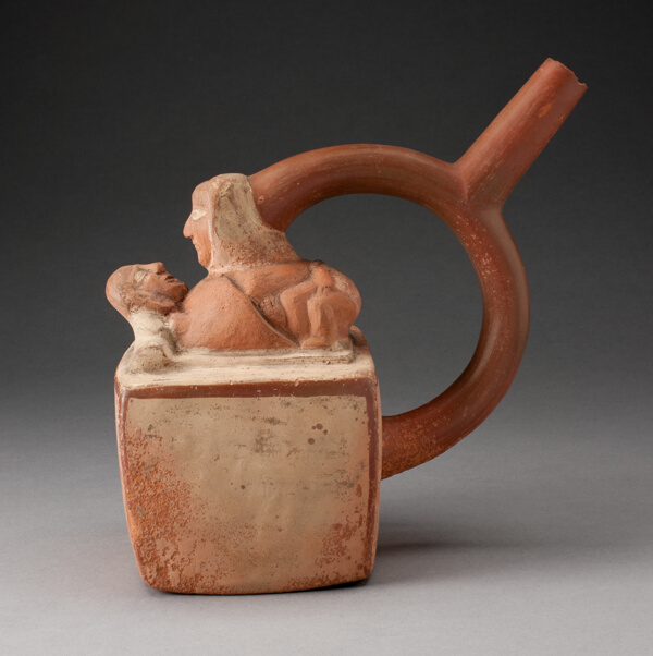 Handle Spout Vessel Depicting Two Lovers