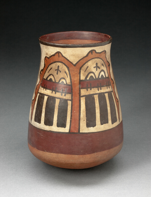 Beaker Depicting Paired Inverted Human Heads, Likely Trophy Heads