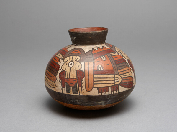 Jar Depicting Abstract Bird with Trophy Head