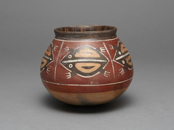 Jar Depicting Abstract Frogs