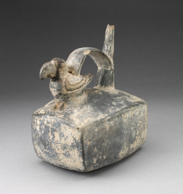 Square Spouted Vessel with Parrot Molded on Handle