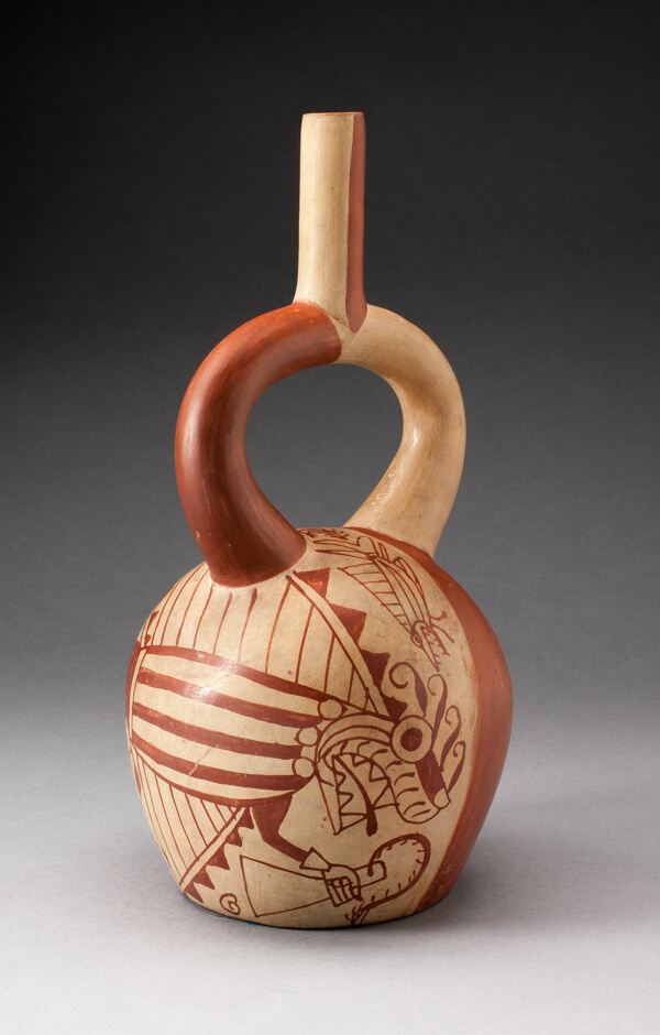 Stirrup Vessel Depicting Anthropomorphic Fish, with Overpainting